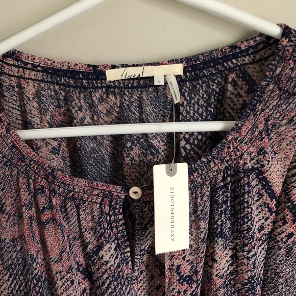 Anthro Floreat New Zharah Pink Python Snake Print Boho Tie Side Dress Small - Picture 5 of 12